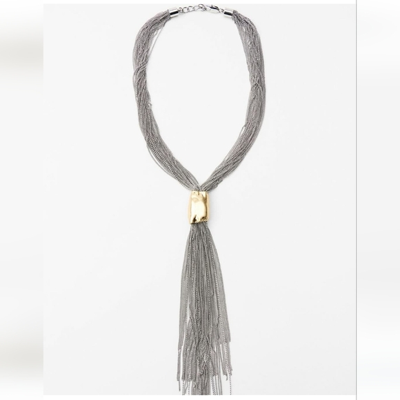 METALLIC PIECE FRINGE NECKLACE SIZE M - Picture 2 of 5